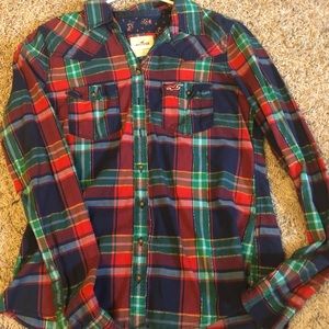 Junior Hollister Button Down Plaid Shirt